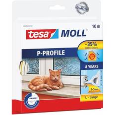 TESA Insulation Strips TESA P-Profil Gummidichtung Selbstklebende Dichtung zum Isolieren von Spalten an Fenstern und Türen 10 m x 9 mm x 5,5 mm