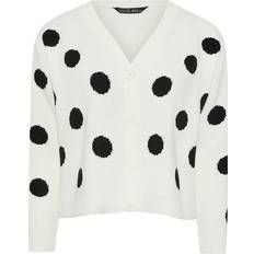 Polka Dots Tops Yours Curve Polka Dot Knitted Cardigan Plus Size - White