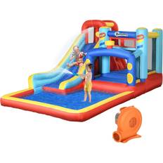 OutSunny 4 in 1 Bouncy Castle with Slide Pool Trampoline Climbing Wall Blower