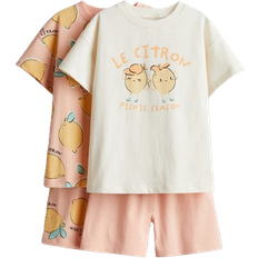 H&M Cotton Pyjamas 2-pack - Peach Pink/Lemons (1272043004)