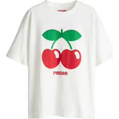 H&M Oversized Printed T-shirt - White/Pacha