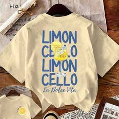 Silk T-shirts Shein Women Letter Print Round Neck Short Sleeve Casual Milk Silk Regular T-Shirt