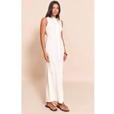 PrettyLittleThing Textured Button Down Sleeveless Maxi Dress - Natural