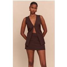 PrettyLittleThing Woven Tailored Hook And Eye Waistcoat - Chocolate