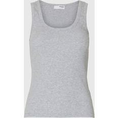 Selected Dame Toppe Selected SLFAnna U-neck Tank Top - Light Grey Melange