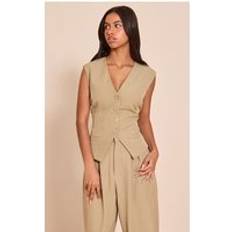PrettyLittleThing Petite Taupe Tailored Button Up Waistcoat - Brown