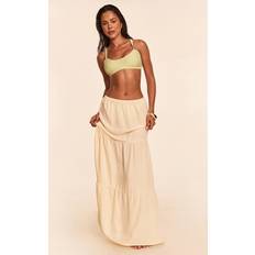 PrettyLittleThing Jupe De Plage Longue En Effet Lin - Jaune Beurre