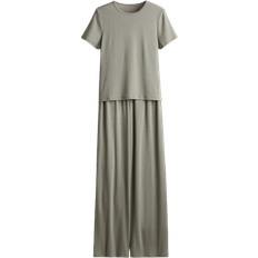 H&M Pointelle Jersey Pyjamas - Light Khaki Green