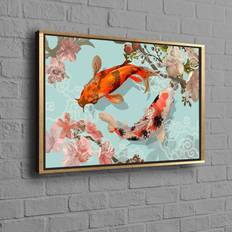 Rosalind Wheeler Orange Japanese Koi Fish Canvas Art 60 cm H x 90 cm W Wall Decor