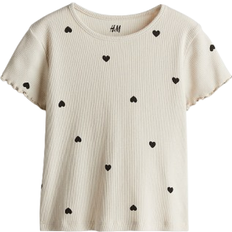H&M Ribbed Jersey Top - Beige