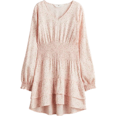 H&M Klänning Med Smock - Rosa/Blommig