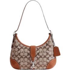 Coach Hamptons Hobo In Signature Jacquard With Crystals - Silver/Polished Amber