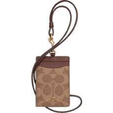 Coach Id Lanyard In Signaure Canvas - Gold/Tan/Brown