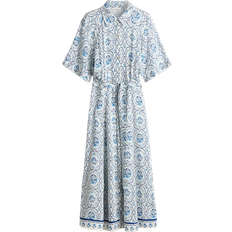 H&M Shirt Dress with Tie Belt - White/Blue Patterned
