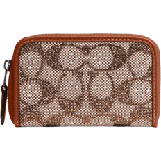 Coach Essential Small Zip Around Card Case In Crystal Signature Jacquard - Silver/Burnished Amber