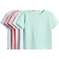 H&M Cotton Jersey Tops 5-pack - Pink/Light Blue/Light Green (1275981003)