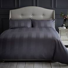 Silentnight Sateen Stripe Duvet Cover Set Duvet Cover Beige, Grey, White