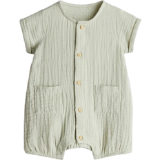 Babies Playsuits Children's Clothing H&M Green Cotton Muslin Romper Suit - Green