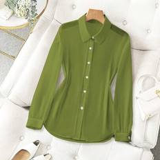Transparent Shirts Shein Basic Transparent Solid Color Minimalist Shirt With Turndown Collar