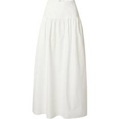 Monki Maxikjol I Poplin Med Volym Och Sänkt Midja - Vit/A