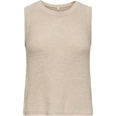 Akryl Toppe Only Knit Fit O-hals Strikket Top - Beige