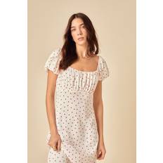 Nobody's Child Raven Puff Sleeve Midi Dress - White/Red