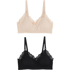 H&M Mama Seamless Padded Nursing Bras 2-pack Light Beige/Black (1176659004)
