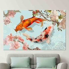 Rosalind Wheeler Orange Japanese Koi Fish Canvas Art 20 cm H x 30 cm W Wall Decor
