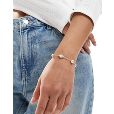 ASOS DESIGN Fine chain Bracelet - Gold/Pearl