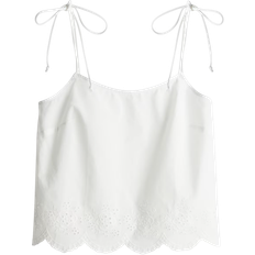H&M Embroidered Tie-Strap Top - White