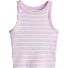 H&M Ribbed Cotton Vest Top - Light Pink/Striped (1277134004)