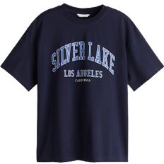 H&M Oversized T-shirt - Navy Blue/Silver Lake