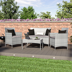 Vida Designs Kendal - Grey Outdoor Lounge Set, 1 Table incl. 2 Chairs & 1 Sofas