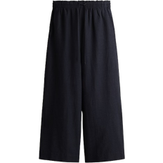 H&M Linen Blend Crop Pants - Navy Blue