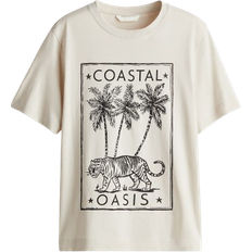 Beige T-shirts H&M Printed T-shirt - Light Beige/Coastal Oasis