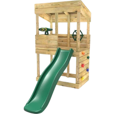 Climbing Walls Playground Rebo Wooden Lookout Tower Playhouse with 6ft Slide