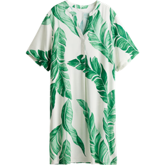 H&M Viscose Tunic Dress - White/Leaves