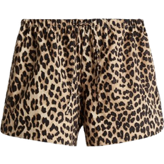 H&M Cotton Shorts with Drawstring - Light Beige/Leopard Print