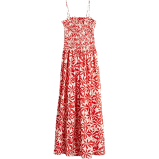 H&M Smocked Bodice Strappy Dress - White/Red Floral