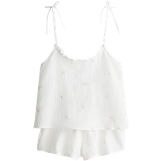 H&M Cotton MusLin Pyjamas - White/Peaches