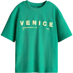 H&M Boys Green Loose-Fit Printed T-shirt - Green