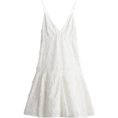 H&M Appliquéd Cotton Dress - White