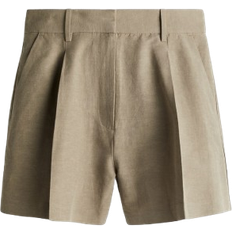 H&M Linen-Blend Shorts - Khaki Green
