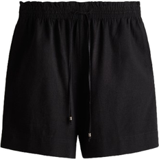 H&M Linen-Blend Drawstring Shorts - Black