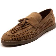Off The Hook Tiger Loafer Tassel Casual Slip-On Leather Shoes - Brown