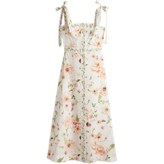 H&M Tie Strap Cotton Dress - White/Floral