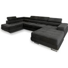 Sofas Masseno CASONE Black Velour Fabric Sofa 345cm 5 Seater
