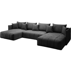 Möbel FurMeb24 Aspen U Ecksofa mit Schlaffunktion 346 x 188 cm Dark Gray Sofa 346cm 5-Sitzer