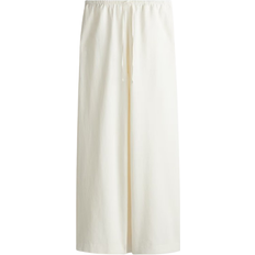 H&M Straight Linen-Blend Trousers - Vit