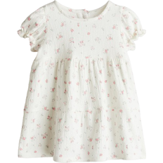 H&M Baby Jerseykleid mit Struktur - Weiss/Geblümt
